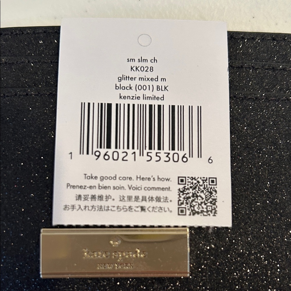 NWT! Kate Spade “Kenzie” Black Sparkle Card Holder / wallet - Picture 2 of 3